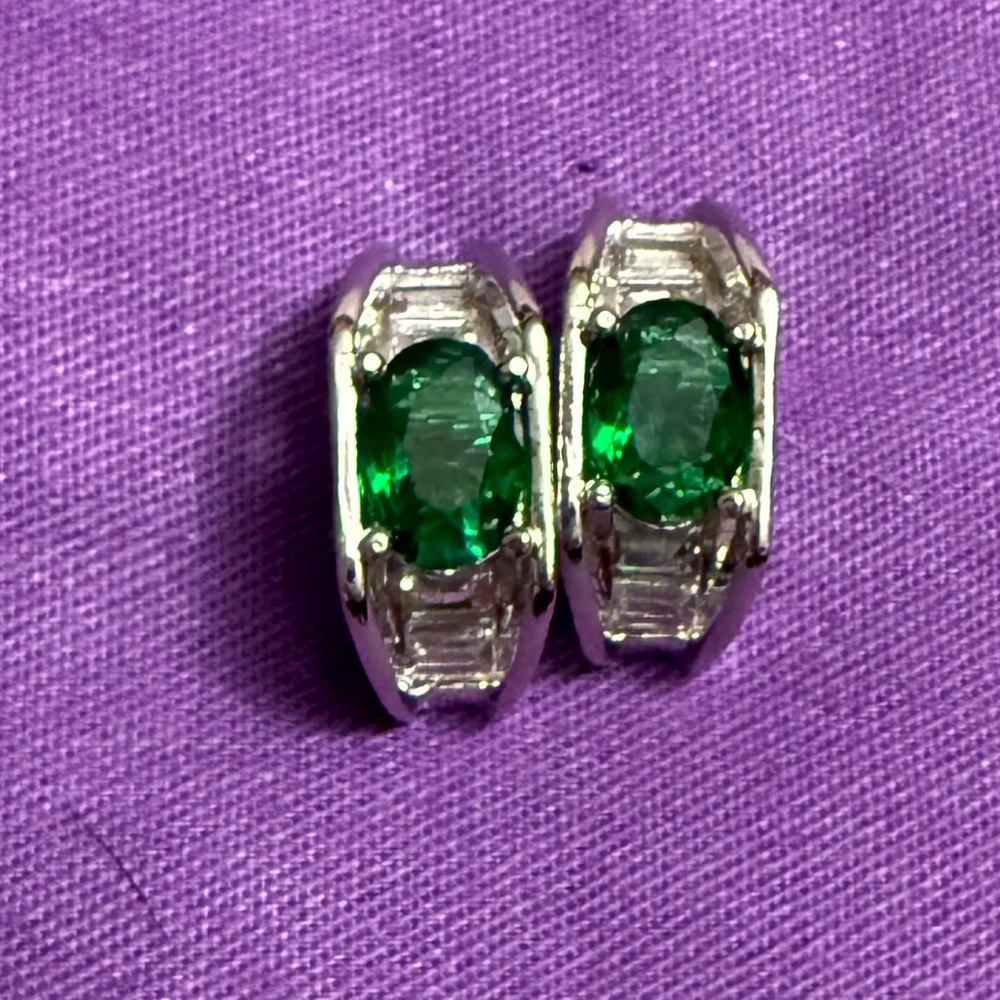 Elegant Silver and Green Earrings